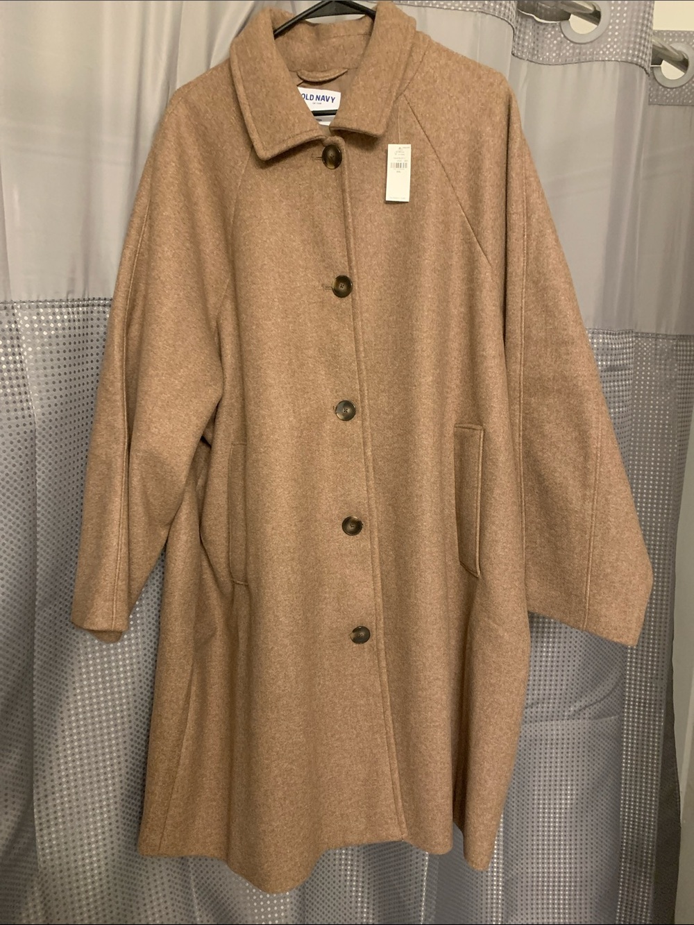 Old Navy Women's Camel/Tan Button-Front Wool-Blend Peacoat